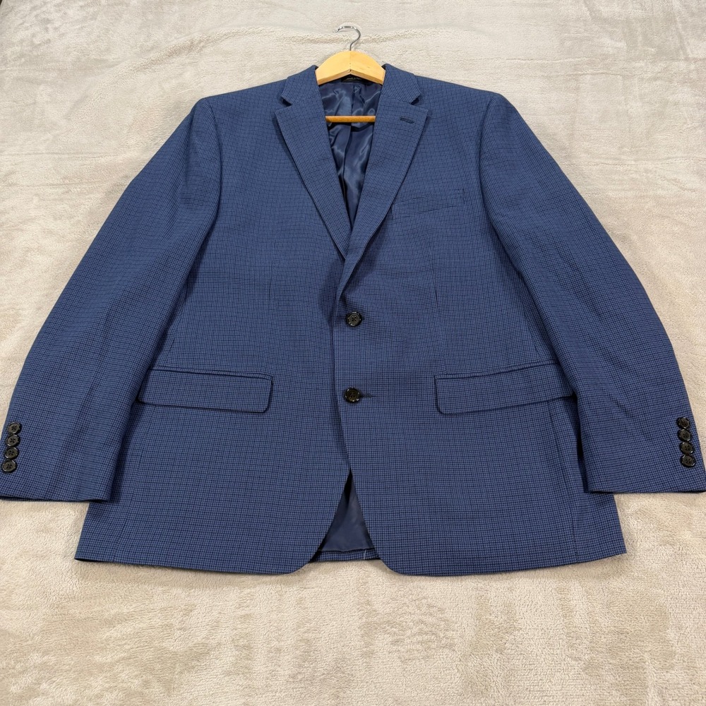 NEW Lauren Ralph Lauren Mens 44R Navy Houndstooth Check 2-Button Sport Coat Flex